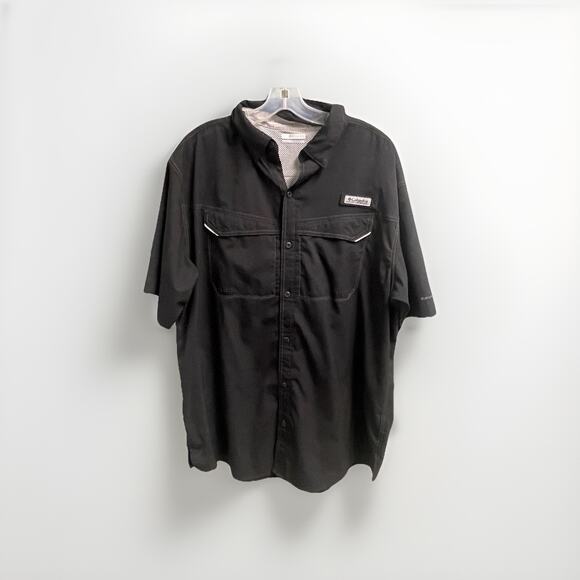 Columbia Black Fishing Shirt Casual Button Down Mens Large Utility Lightweight - Picture 1 of 5